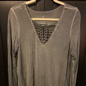 AEO long sleeve gray shirt